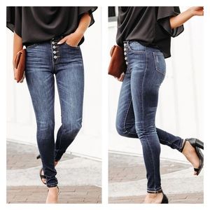 NWT KanCan Kan Can Button Fly Dark Wash Skinny Jeans Denim Pants